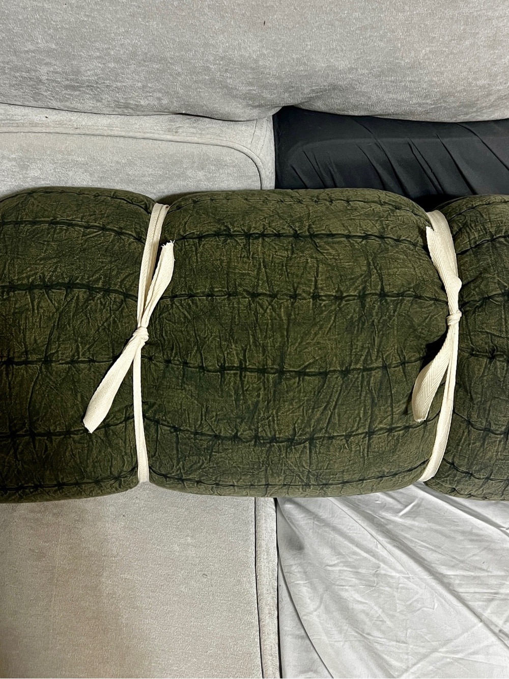 NWT Pottery Barn Rocker Quilt Comforter Deep Olive Quilted Queen